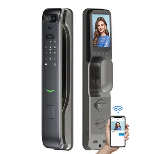 digital tuya face recognition with camera for front metal main doorlock home electronics key smart door lock handle