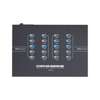 Hub USB 3.0 Industrial de 20 Puertos Sipolar A-223 con Fuente de Alimentación de 200W para Transferencia de Datos de Alta Velocidad y Carga en Lotes