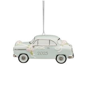 Decorazione Natalizia Vintage <span class=keywords><strong>Auto</strong></span> 'Just Married' con Accenti Argentati, Ornamento Invernale - Product Image 1