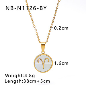 Conchiglie <span class=keywords><strong>zodiacali</strong></span> <span class=keywords><strong>oroscopo</strong></span> segno della moneta 18K oro placcato in acciaio inox moda gioielli collane Pvd impermeabile per le donne - Product Image 6