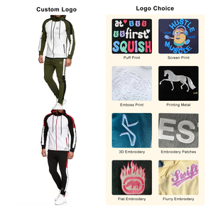 Survêtement d'entraînement d'hiver personnalisé, pantalon de jogging à capuche zippé de style sportif avec patchs de broderie, impression de conception privée - Product Image 3