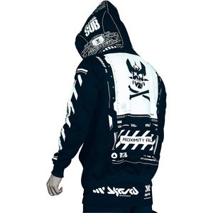 Sweat-shirt à capuche zippé Cyberpunk FOXA Graphic pour homme, en polyester respirant, imprimé par sublimation. - Product Image 1