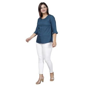Blusa Moderna Informal para Oficina y Uso Diario, de Rayón para Mujer, con Mangas Tres Cuartos, Antiarrugas y Transpirable, Exportador Indio - Product Image 4