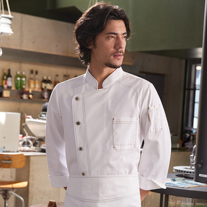 Tesimei hommes à manches longues Denim Chef vêtements <span class=keywords><strong>de</strong></span> travail automne hiver Restaurant/boulangerie cuisson pain <span class=keywords><strong>tenue</strong></span> - Product Image 4