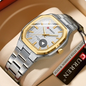 Curren 8458 Orologio da Uomo Quadrato Casual con Bracciale in Acciaio Inossidabile, Orologio da Polso al Quarzo con Lancette Luminose per Uomo - Product Image 2
