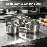 Ensemble de casseroles en acier inoxydable de style américain moderne et écologique, compatible avec l'induction, 6 pièces, passe au lave-vaisselle, silicone