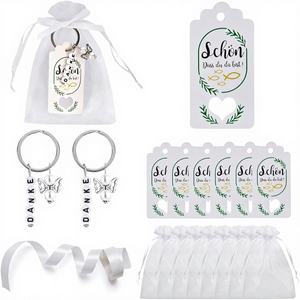 Lihuida - Juego de 30 Llaveros Personalizables con Colgante de Ángel Guardián, Bolsas de Organza, Papel Kraft, <span class=keywords><strong>Regalo</strong></span> para <span class=keywords><strong>Bautizo</strong></span> o Boda - Product Image 1