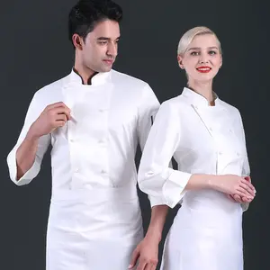 Hotel chef's overalls long sleeves white dining high-end kitchen Chef's tops