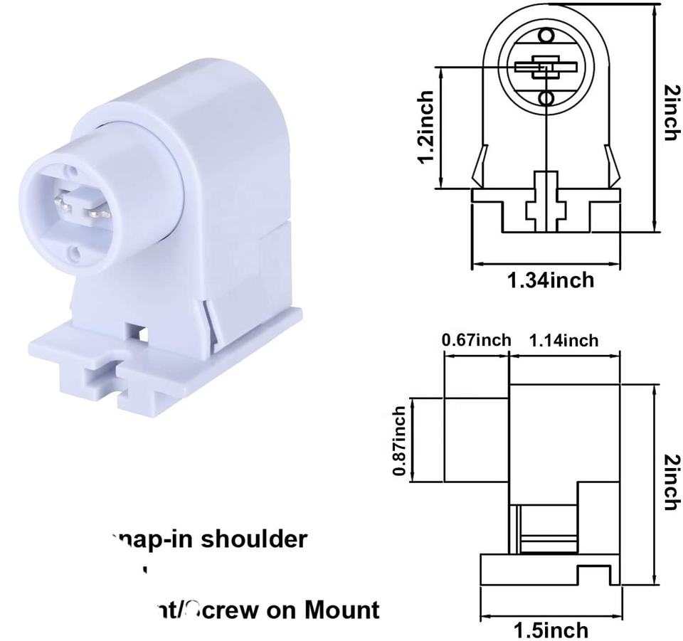 R17D/HO Tombstone Base Holder Socket Connector T8/T10/T12