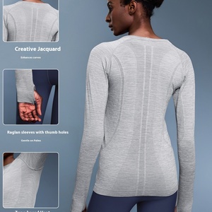 Women's Autumn Winter Long Sleeve Sports <b>Top</b> Breathable Stretchable for Running Fitness Leisure Yoga Solid Seamless Drawstring - Product Image 2