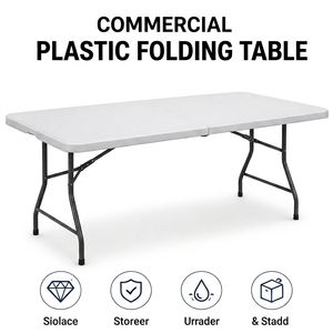 GDRS Commercial <b>Folding</b> <b>Tables</b>-4FT-8FT HDPE+Iron Outdoor Banquet <b>Tables</b> for Catering & Events with 1-Year Warranty - Product Image 1