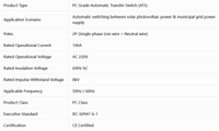 Commutateur de transfert automatique (ATS) 100A 2P de qualité PC Q4-125/2P(G) pour énergie solaire et alimentation double réseau, inverseur automatique AC220V