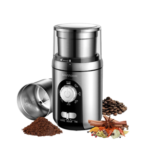 Moulin à café automatique en acier inoxydable à meules coniques, capacité 12 tasses, avec couvercle transparent verrouillable pour usage domestique - Product Image 1