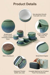 Set de Viaje de Café Portátil para Nómadas Digitales con Cafetera, Tazas de Porcelana, Contenedor de Almacenamiento, Bandeja Organizadora y Bolsa de Transporte - Product Image 3