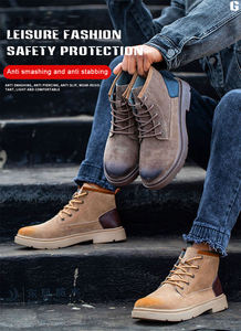 Bottes de travail antidérapantes durables pour hommes, <span class=keywords><strong>chaussures</strong></span> de sécurité à bout en acier, doublure en peluche respirante, confortables, pour l'été et l'hiver, unisexes - Product Image 2