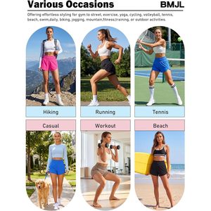 Pantalones cortos deportivos FOXA para mujer, de cintura alta, para correr, hacer ejercicio, gimnasio, deportes, secado rápido, con bolsillo con cremallera - Product Image 6