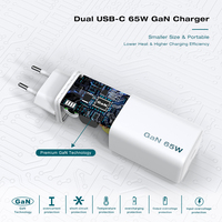 Prix d'usine, chargeur rapide 65W GaN à double port Type C 5A PPS, chargeur rapide pour téléphone/tablette/ordinateur portable/montre intelligente/écouteurs