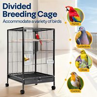 VIVOHOME Cage à oiseaux en plastique et bois de 30 pouces avec support roulant pour conures, agapornis, calopsittes, pinsons, noir