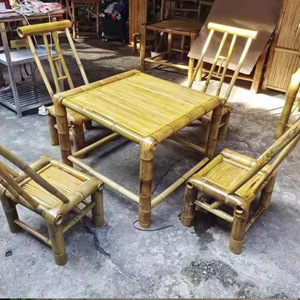 <b>Bamboo</b> Garden Set Tea <b>Table</b> And Chairs Outdoor Furniture Solid Wood 4 Seater Courtyard Leisure Set - Product Image 1