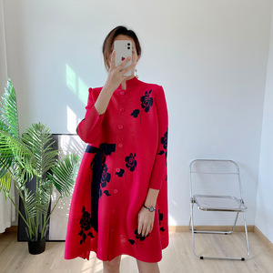 Abito Estivo Elegante con Stampa e Pieghe, Vestito Plissettato Versatile e Comodo, <span class=keywords><strong>Abbigliamento</strong></span> <span class=keywords><strong>Casual</strong></span> da Donna <span class=keywords><strong>Taglie</strong></span> <span class=keywords><strong>Forti</strong></span> - Product Image 6