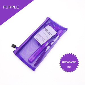 Kit de voyage portable pour prothèses dentaires et orthodontie, comprenant brosse à dents, fil dentaire, miroir buccal, cire orthodontique, minuteur sablier, en plastique, fourniture en gros - Product Image 3