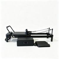 Lit de Pilates complet en aluminium noir robuste avec rail intégral pour la maison et le studio de yoga - Reformer
