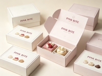 Scatola di Carta Pieghevole Personalizzata Rosa Opaco e Bianca, Scatole per Biscotti su Misura