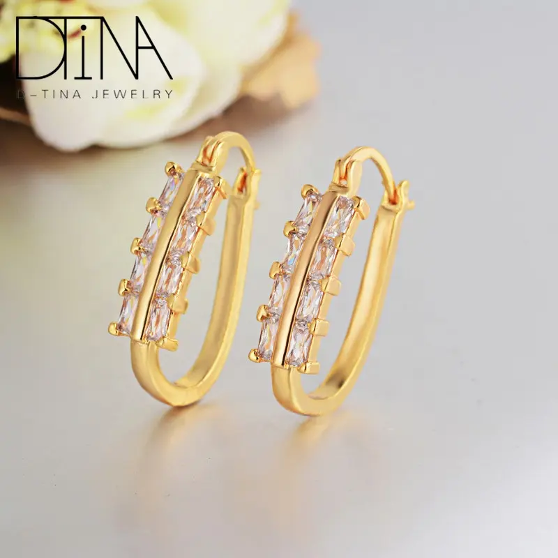 Màu Hình Thoi Zircon Quảng Châu Bông Tai Thiết Kế Bông Tai Vàng Cho Phụ Nữ