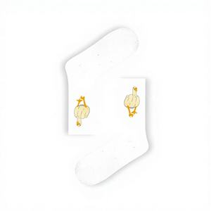 Chaussettes de tennis blanches en tricot élastique avec inscription 'Duck You', lot de 2 pièces (toutes saisons) - Product Image 1