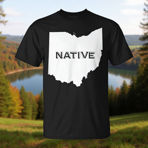 Ohio Native T-Shirt State Outline T-shirt en coton noir unisexe à col rond et manches courtes - Product Image 3