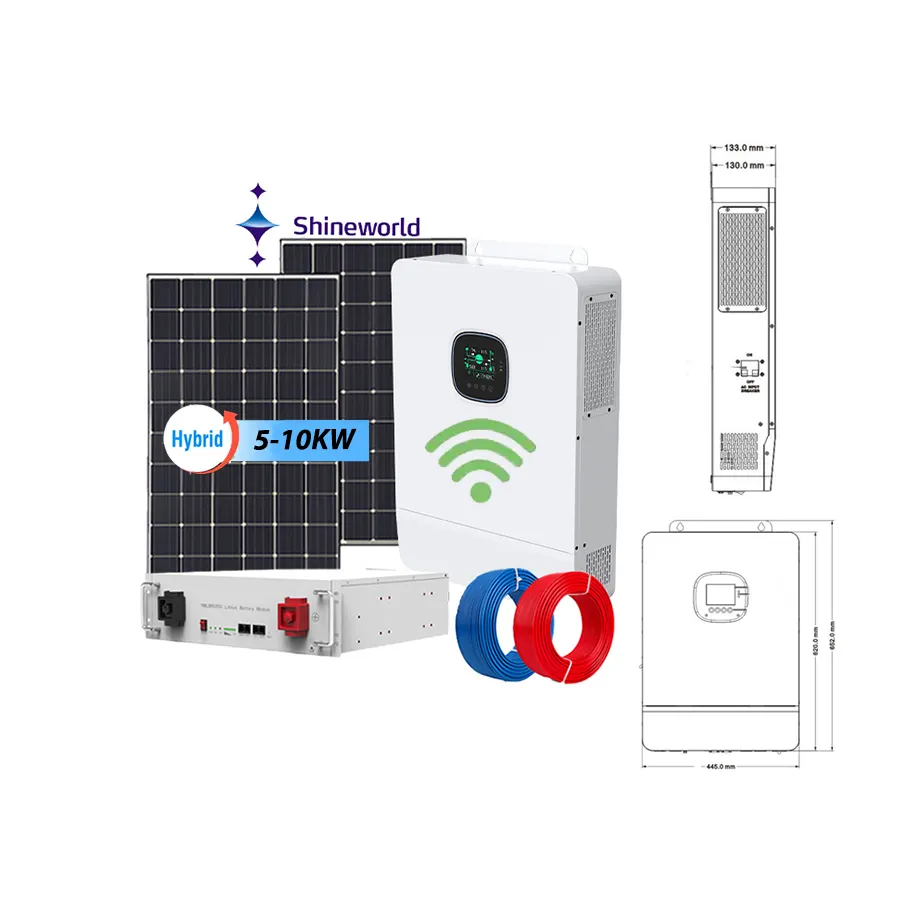 الطاقة الشمسية الهجينة الكهربائية ثلاثية الأطوار 10Kw للأرض الضوئية