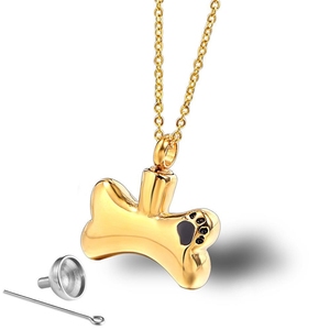 Liontin Kalung Hewan Peliharaan dari Baja Anti Karat Lapis Emas, Tahan Air, untuk Abu Kremasi Anjing, Perhiasan Trendy, Grosir - Product Image 3