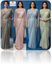 Ensemble traditionnel pour sari avec veste brodée, longueur standard, séchage rapide, tenue de soirée, vêtements ethniques pour femmes, ensemble pour occasions spéciales - Product Image 2