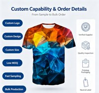 T-shirt pour homme de haute qualité 180 g/m², 100 % polyester, impression par sublimation intégrale, OEM personnalisé, motif 3D pour les vêtements de sport quotidiens