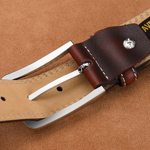 Ceinture pour homme en cuir de vache, marron foncé, boucle rectangulaire argentée, style formel, durable, Tiyo, 3,8 cm, fabrication Wenzhou - Product Image 4