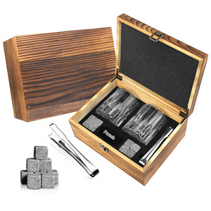 Set Regalo Personalizzato con Pietre per Whisky, Set di 2 Bicchieri da Whisky <span class=keywords><strong>e</strong></span> Pietre Refrigeranti in Granito per Scotch <span class=keywords><strong>e</strong></span> Bourbon - Product Image 1