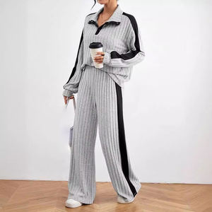 Costume de loisirs femme automne 2025 nouveau design haut de gamme à capuche pantalon large ensemble deux pièces - Product Image 1