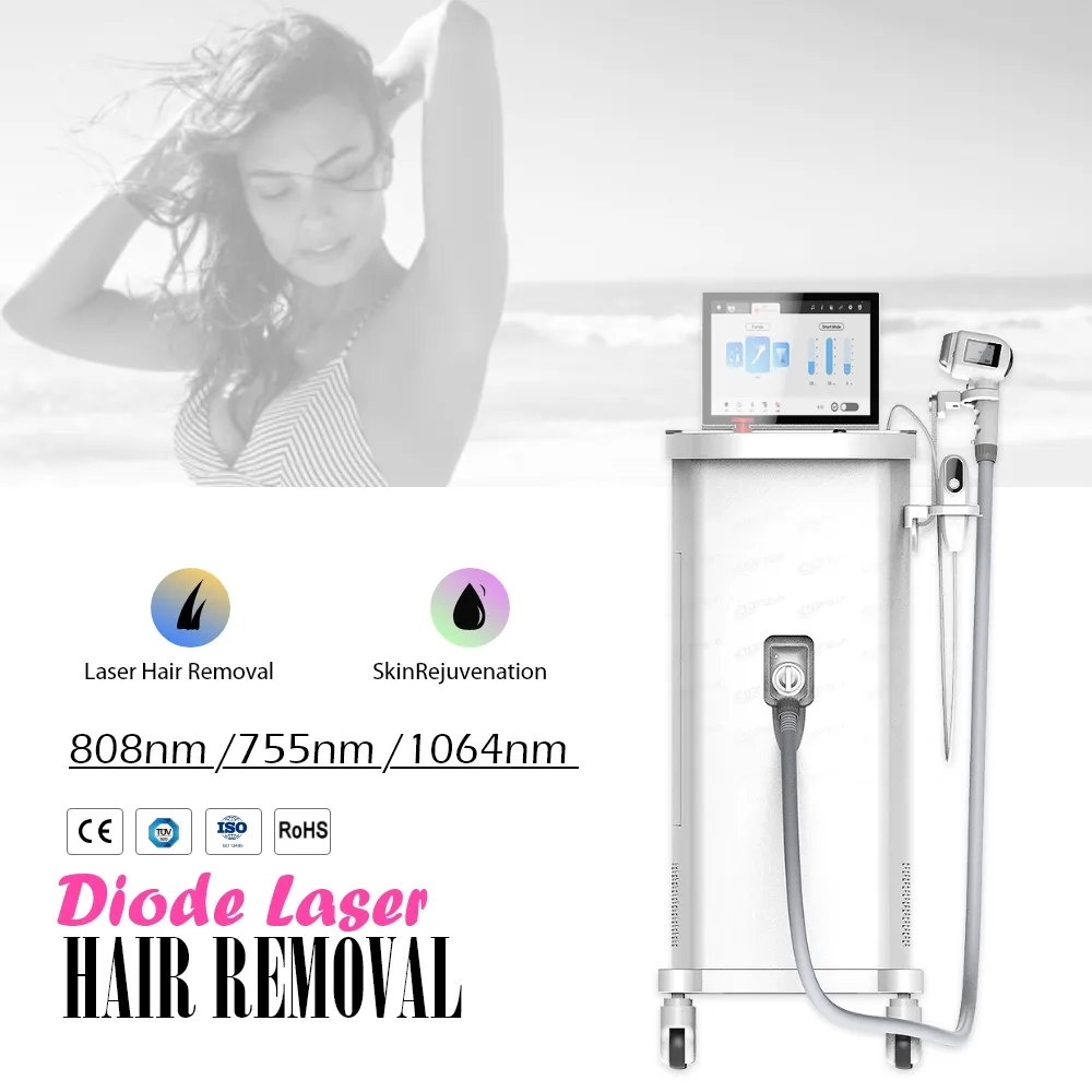 Aesthetic medicine diode laser 4 wavelenghth 755 808 940 1064nm diode laser hair removal machine