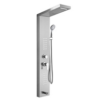Colonne de douche thermostatique murale en acier inoxydable 304 avec fonction pluie et massage, finition brossée