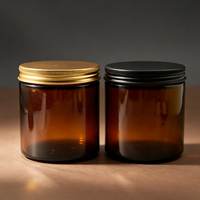 Pot en verre ambré de 100 ml, 250 ml, 500 ml avec couvercle doré