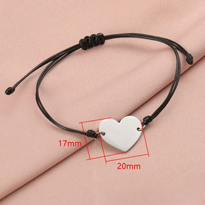 Bracelets en acier inoxydable gravés personnalisés avec logo ID, breloque en forme de cœur, bracelet en corde de macramé à estamper, bracelet pour enfants 18K - Product Image 5
