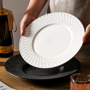 Design nordique en céramique ronde blanche en porcelaine fine ensemble de dîner assiette en céramique jetable écologique plat mariages assiette à dîner - Product Image 3