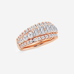 Anillo de Diamantes Creados en Laboratorio con Corte Esmeralda y Redondo, 2.50 Quilates de Peso Total, Oro Sólido de 14K/18K, Anillo de Moda para Aniversario de Bodas - Product Image 2