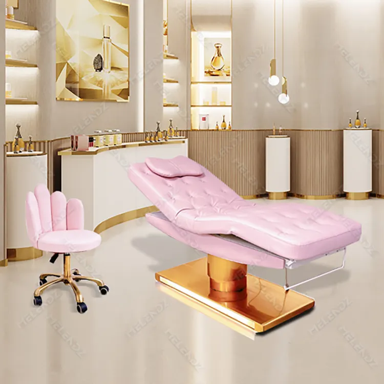 Nhà Máy Bán Buôn Có Thể Điều Chỉnh Màu Hồng Salon Ghế Điện Vẻ Đẹp Giường Massage Bảng Lash Giường Trên Khuôn Mặt