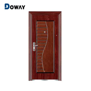 China Lieferant Holz wohnung Tür Metall Eingang Design Sicherheit Stahlblech Tür