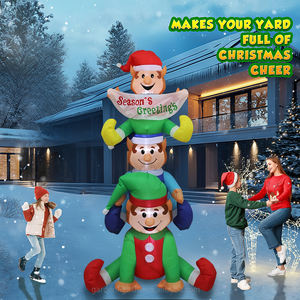 6FT <b>Christmas</b> Inflatable <b>Stacking</b> Elf-Outdoor Waterproof Eco-friendly Yard Decoration Built-in LED for Home Garden Lawn Party - Product Image 5