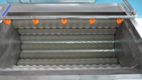 Commerciële rolborstelwasmachine voor het reinigen van wortelgroenten en fruit, geschikt voor aardappel, wortel en gember, inclusief verwerkingslijn.