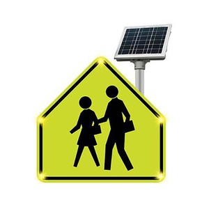 การพิมพ์ซิลค์สกรีนหนา1มม. สีเหลืองเพนตากอนสำหรับคนเดินเท้าข้ามสัญญาณความปลอดภัยการจราจรที่กระพริบด้วยพลังงานแสงอาทิตย์เหมาะสำหรับพื้นที่โรงเรียน - Product Image 1