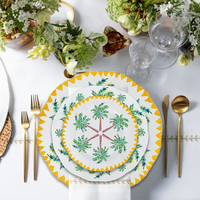 Vaisselle en porcelaine Sunny Palm Tree, vaisselle en céramique de qualité supérieure, idéale pour la vente au détail, les mariages au bord de la piscine et les festivals tropicaux