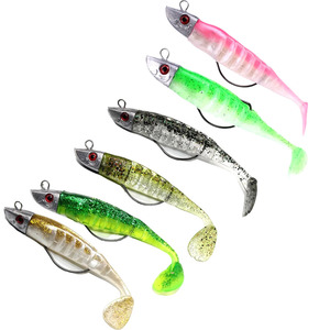 Leurre de pêche souple en PVC en forme de queue de T avec tête plombée et hameçon barbelé pour la pêche en eau salée et douce, cible : Zander - Product Image 1